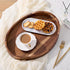 NAVORIX 17'' 13'' Counter Acacia Wood Serving Tray with Handles - x Round, Decorative Ottoman Trays for Breakfast, Home