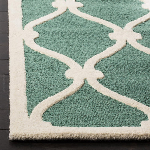 SAFAVIEH Cambridge Collection Accent Rug, 2' x 3', Teal & Ivory, Handmade Moroccan Wool