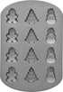 Wilton Non-Stick Christmas Cookie Shapes Pan | 12-Cavity Gingerbread Man, Tree, Snowman