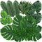 74 Pcs Artificial Palm Leaves, 7 Kinds Tropical Fake Leaves for Safari Jungle Hawaiian Dinosaur Luau Party Decoration
