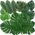 74 Pcs Artificial Palm Leaves, 7 Kinds Tropical Fake Leaves for Safari Jungle Hawaiian Dinosaur Luau Party Decoration