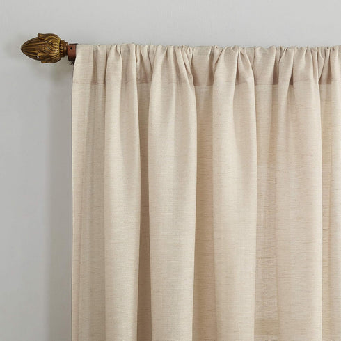 No. 918 Amalfi Linen Blend Textured Semi-Sheer Curtain Panel - 54" x 84", Ivory, Rod Pocket Design