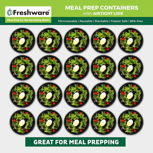 Freshware Meal Prep Bowl Containers - 30 Pack Plastic Bowls with Lids for Soup and Salad, BPA Free