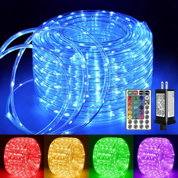 Ollny 33FT Color Changing Rope Lights, 100 LED Waterproof Outdoor String Lights with Remote for Indoor Outdoor Party