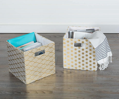 DII Collapsible Polyester Storage Cube, Large Honeycomb Design, Gold