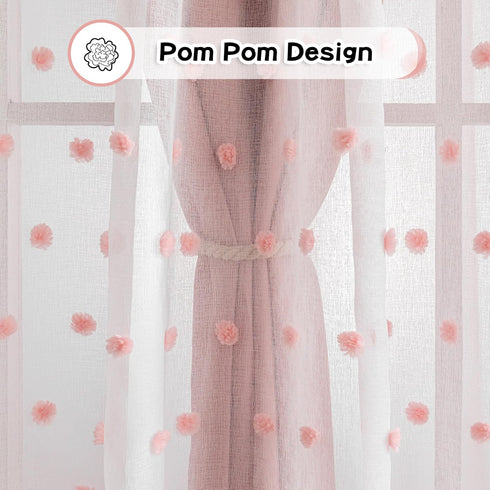 84 Inches 2 2 Grommet, 52 84 Inch MYSKY HOME Pink Curtains for Girls Room Long Panels Girls Curtains wiht Pink Pom Pom