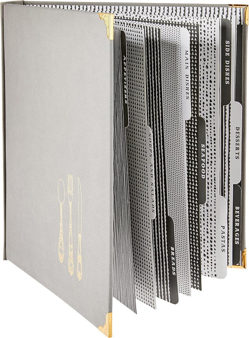 C.R. Gibson Gray Leatherette Lined Recipe Notebook, 11'' x 12''