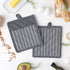 Professional Chef Stripe Kitchen Potholders, Commercial Grade, Gray