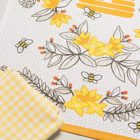Now Designs Kitchen Tea Towel, Bees, 18 x 28 in, Set of 2