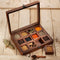 Ajuny Wooden Spice Box - Masala Dabba Organizer with Glass Lid on