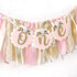 Agkvw 1st 1st Pink Golden Floral High Chair Banner - Rose Birthday Highchair Banner, Girls Birthday Decoration, Pink