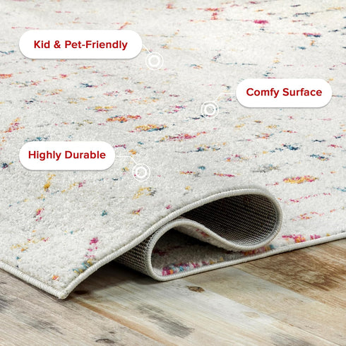 2x6 nuLOOM Moroccan Blythe Area Rug, Light Multicolor, Faded Bohemian Design, Stain Resistant, For Bedroom, Dining