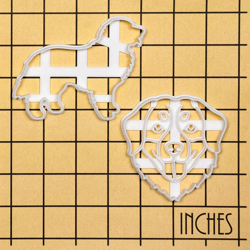 Set of 2 Bernese Mountain Dog Cookie Cutters, Face and Silhouette Designs, 2 Pieces - Bakerlogy