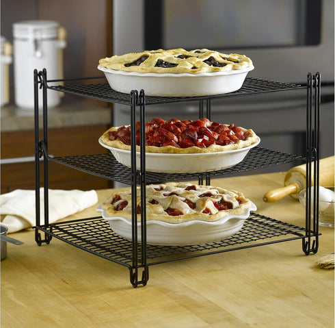 Nifty 3-Tier Cooling Rack – Collapsible Kitchen Countertop Organizer, Non-Stick Coating, Dishwasher Safe for Baking