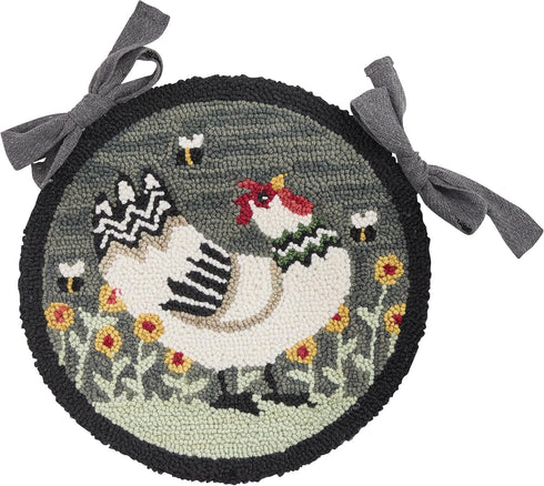 Park Designs My Little White Hen Hooked Chair Pad, Woven Farmhouse Style