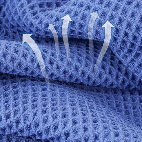 MICROFI 2 430 ber Waffle Hand Towels, Pieces, Soft, Absorbent, Fast Drying, Lint Free GSM (Dark Blue)
