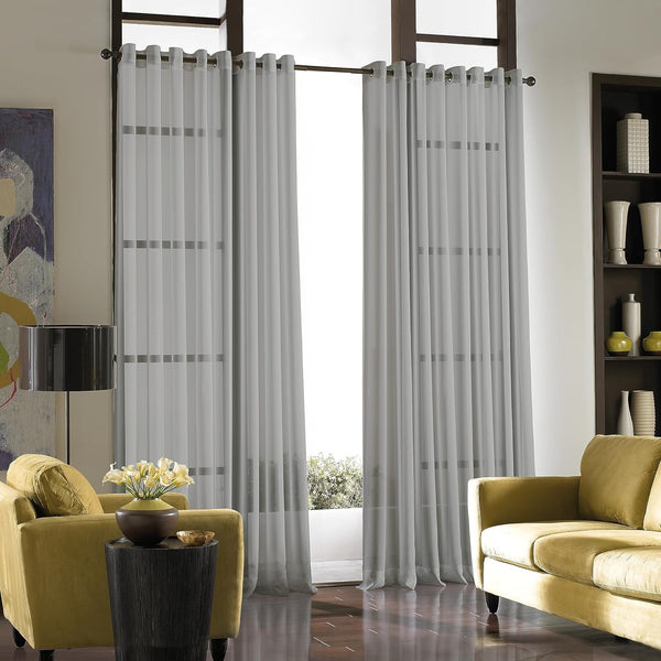 Curtainworks Soho Voile Sheer Grommet Curtain Panel, Silver, 59 by 84"