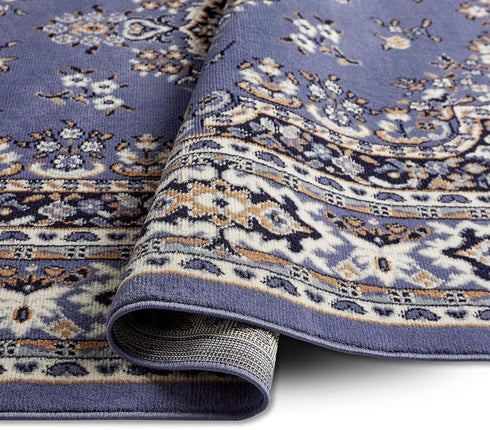Home Dynamix Premium Sakarya Traditional Medallion Border Area Rug, Country Blue, 3'7"x5'2" Rectangle