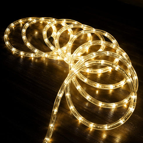 WYZworks 20ft LED Outside Rope Lights - 216 LEDs, Waterproof, ETL Certified Connectable Clear Tube for Warm White