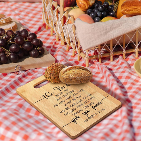 Christian Religious Gifts For Women, Bamboo Cutting Board Decor with The Lord Bless You And Keep You Scripture