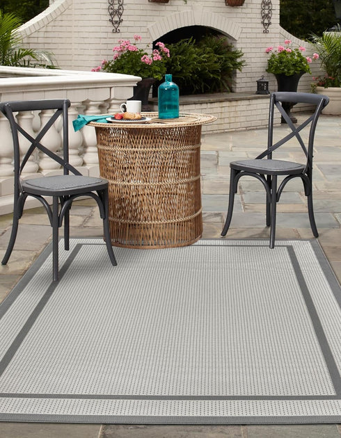 Unique Loom Outdoor Border Collection Area Rug - Border (2' 2" x 3' 1" Rectangle, Gray/ Silver) by Unique Loom