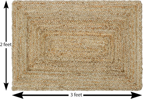 The Home Talk Jute Accent Indoor Rug 2'x3' Eco-Friendly Handcrafted Rustic or Boho Style Floormat