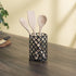 Home Basics Heavy Duty Steel Lattice Cutlery Holder, Utensil Organizer, Rust-resistant, Black, 5" x 5" x 7"