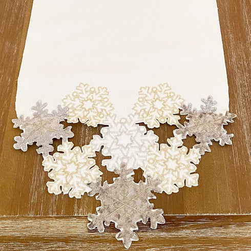 Elrene Home Fashions Ornate Snowflake Table Runner, Elegant Cutwork Winter Holiday Christmas Fabric 13"x70"