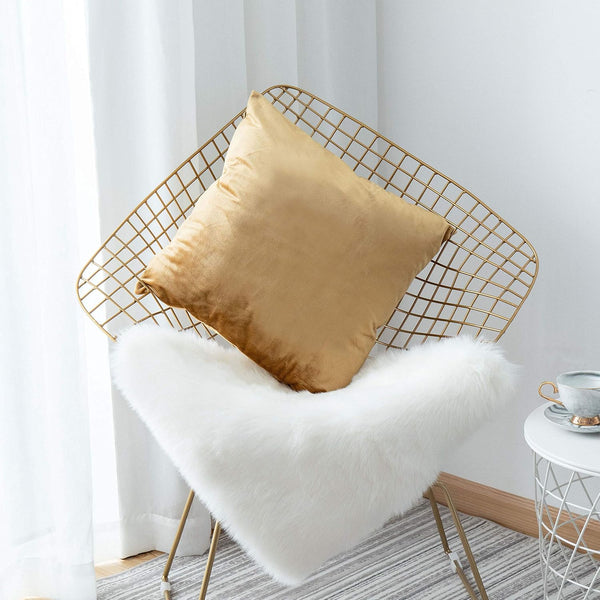 Home Brilliant Gold Pillow Covers, Square Velvet Euro Shams for Patio, 24x24 inch (60 cm) Large Throw Pillowcases