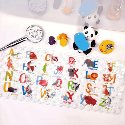 34x15 Inch BEEHOMEE Cartoon Non Slip Bathtub Mat for Kids - XL Large Size Anti Slip Shower Mats for for Toddlers
