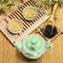 DELIFUR Celadon Handcrafted Porcelain Tea Set, Lotus Theme Tea Pot, Covered Teacup from China