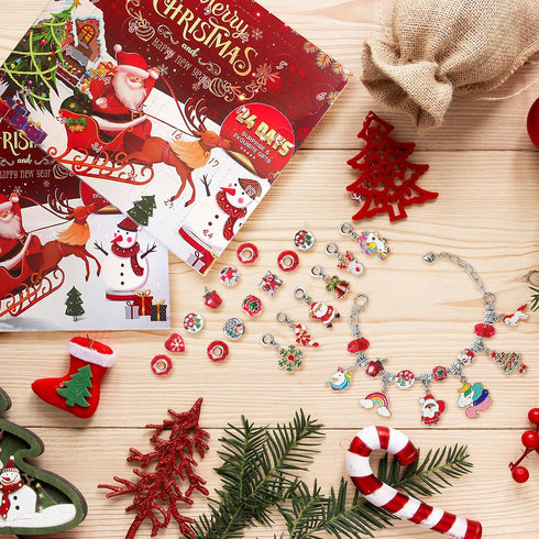2024 Christmas Advent Calendar Charm Bracelets for Girls, SIXNIE 24-Days Countdown with DIY Charm Bracelets Kits