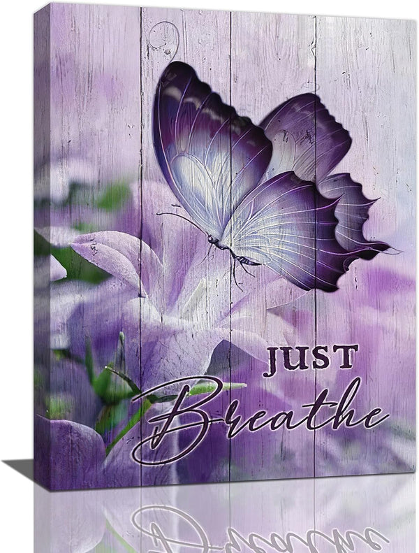 Farmhouse Butterfly Wall Art, Purple Bathroom Decor, Canvas Prints for Bedroom Living Room 12"x16"