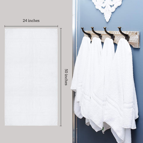 Pack 86% 14% 24 50 (8-Pack) GREEN LIFESTYLE Luxury Bath Towel - White Large Bath Towels for Spa, Gym, Bathroom, Hotel