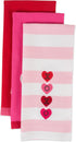 DII Valentine's Day Collection Kitchen Dishtowel Set, 3 Piece, 18x28, Embellished Hearts