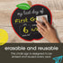 Pearhead First and Last Day of School Chalkboard, Reusable Double-Sided Fill-In Board with Yellow Chalk