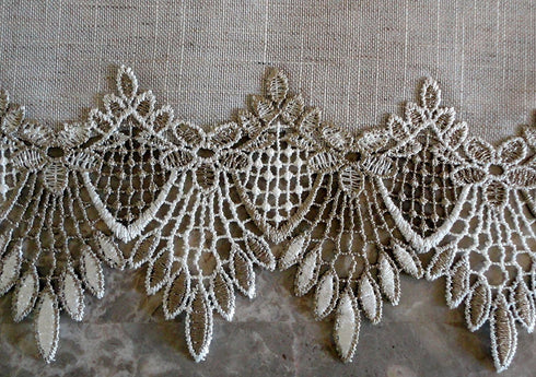 Lace Table Runner, 54" Dresser Scarf in Neutral Earth Tones, European Lace Design