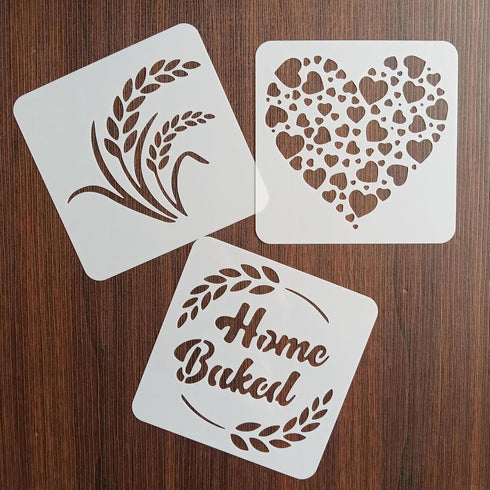 9 Pieces Baking Stencil Set, Cook Stencils for Bread, Cake, Coffee, Pie, or Cookie Decorating Templates