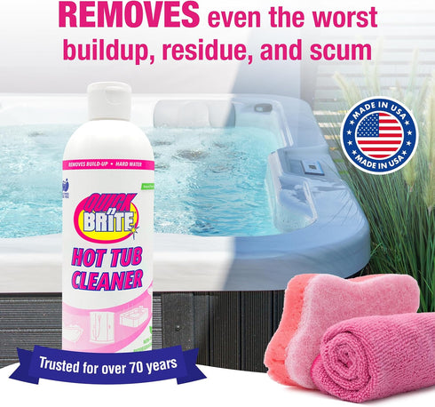 16 oz. (Packaging Quick N Brite Heavy Duty Hot Tub Cleaner Kit - Non-abrasive Cleaning Gel with Sponge and Cloth, May