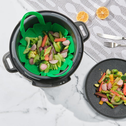 Cuisipro Silicone Vegetable Steamer, 16 x 9 x 3in, Green