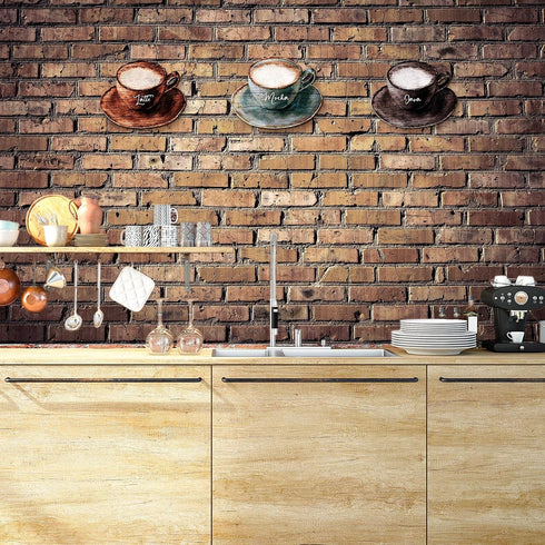 Blulu 3 Pcs Coffee Wooden Wall Art Decor - Retro Java Cup Wooden Sign for Kitchen and Dessert Shop