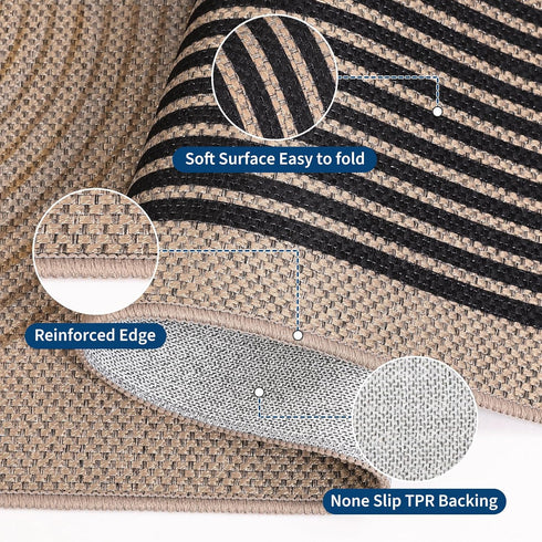 COZYLOOM 2x6 Striped Kitchen Rugs Non Slip Washable, Easy Jute Runner Rug for Hallway, Non Shedding Stain Resistant