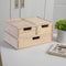 Martha Stewart Weston Stackable Wooden Storage Boxes with Pullout Drawers, 3 Pack, Light Natural