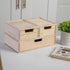 Martha Stewart Weston Stackable Wooden Storage Boxes with Pullout Drawers, 3 Pack, Light Natural