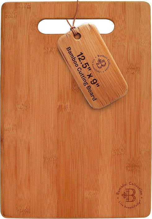 Bamboo Cutting Board, Wooden Kitchen Chopping Board for Food Prep, 12.5" x 9" for Carving Meat and Vegetables
