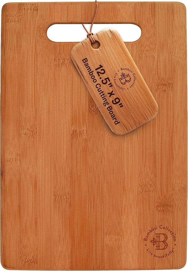 Bamboo Cutting Board, Wooden Kitchen Chopping Board for Food Prep, 12.5" x 9" for Carving Meat and Vegetables