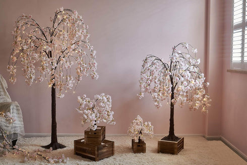 18IN 40 Hairui Lighted Cherry Blossom Tree Battery Operated Warm White LED Artifical Bonsai Tree with Timer USB Plug