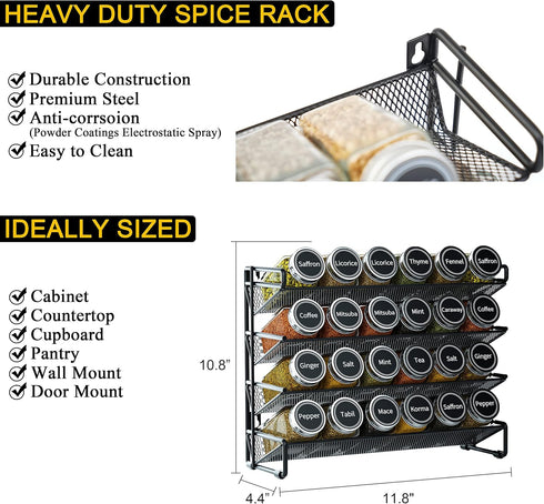 24 386 Set Countertop, -24 11.8" 10.8" SpaceAid Spice Rack Organizer with Spice Jars, Spice Labels, Chalk Marker