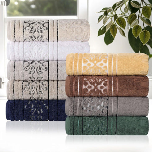6 Set, 2 2 2 Superior Cotton Piece Assorted Floral Towel Includes Bath, Hand, Washcloth/Face Towels, Quick Dry, Home