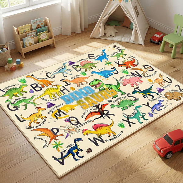 Dinosaur Area Rug with ABC Alphabet, Kids Rugs for Playroom 3x5, Non